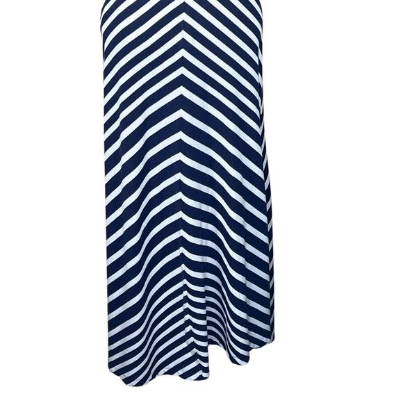 Talbots Navy & White Nautical Striped Stretchy Cotton Blend Maxi Dress Medium - Picture 3 of 10